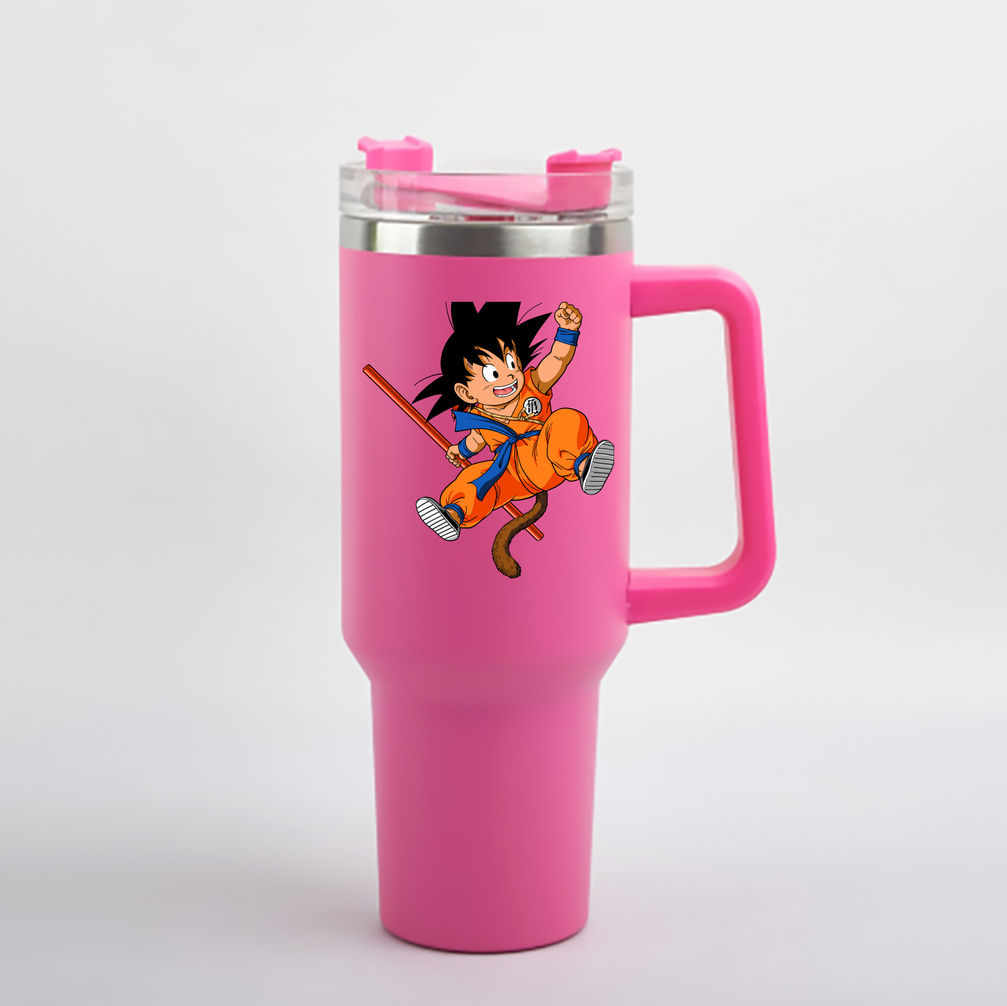 （画像用） ドラゴンボール 孫悟空（そん ごくう）Son Goku カカロット DRAGON BALL Kakarotto 1200mL車用タンブラー - クリスタルステッカー（プラスチックストロー付き）